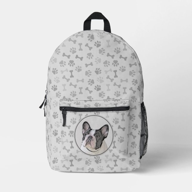 Sac À Dos Imprimé Peinture française de Bulldog (Pied de broche) - A (Recto)
