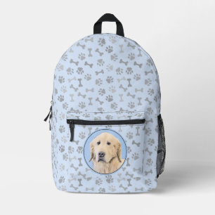Sac À Dos Imprimé Peinture Golden Retriever - Joli art original chie