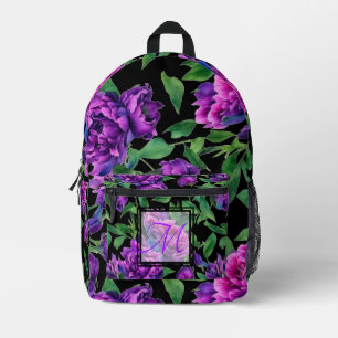 Sac À Dos Imprimé Peonées d'aquarelle romantique violet magenta rose