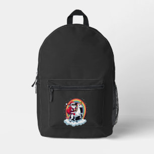 Sac À Dos Imprimé Père Noël à cheval sur Licorne Noël Filles Femmes