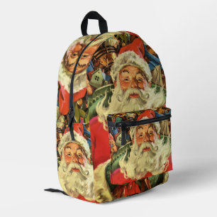 Sac À Dos Imprimé Père Noël de Noël vintage dans un traîneau avec de