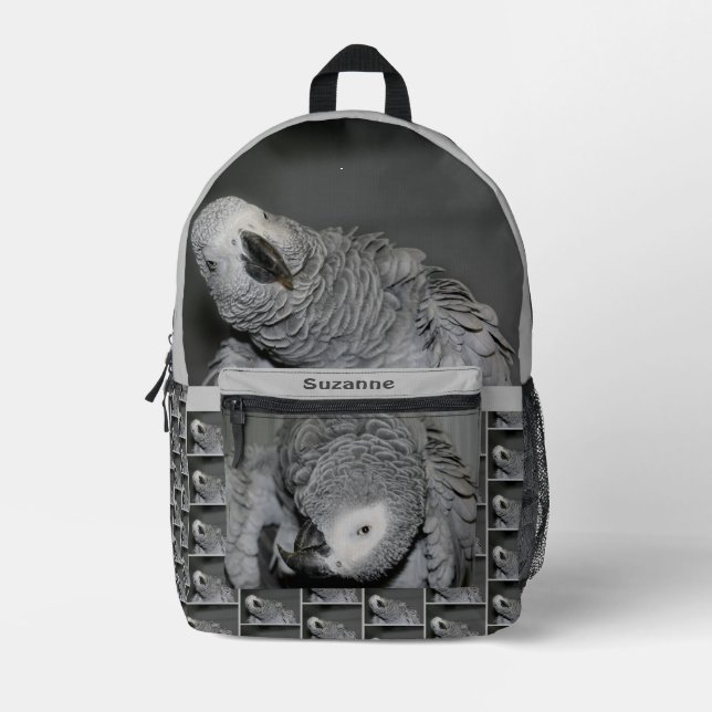 Sac À Dos Imprimé Perroquet gris d'Afrique mignon oiseau Personnalis (Recto)