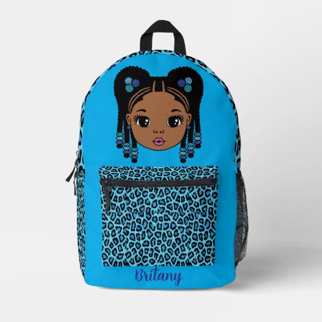 Sac À Dos Imprimé Personalized Baby Girl Blue Printed Backpack (Recto)