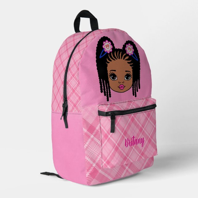 Sac À Dos Imprimé Personalized Baby Girl Pink Plaid Printed Backpack (Coin arrière gauche)