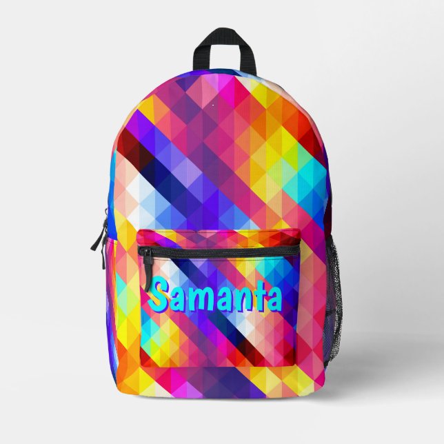 Sac À Dos Imprimé Personalized Neon Backpack | Abstract Rainbow Kids (Recto)
