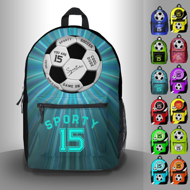 Sac À Dos Imprimé Personalized Soccer Ball Birthday  | Age Name Text (Créateur téléchargé)
