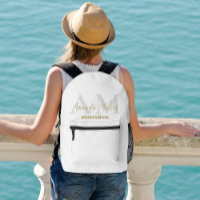 Personnalisé Avec Le Nom Blanc Or Moderne Monogram