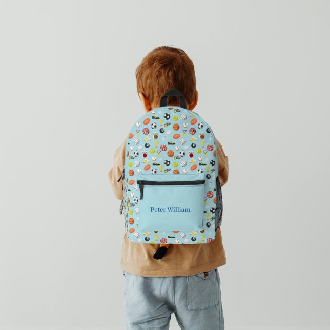 Sac À Dos Imprimé Personnalisé Garçons Cool Aime le sport (Créateur téléchargé)