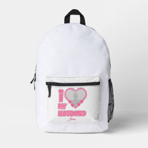 Sac À Dos Imprimé Personnalisé I Love My Husband - Ajouter Photo & N