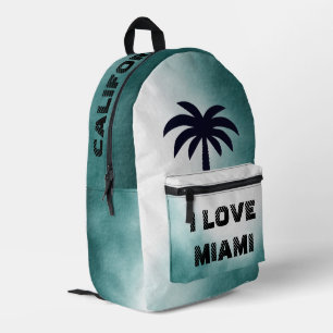 Sac À Dos Imprimé Personnalisé J'aime Miami California Beach Blue Oc