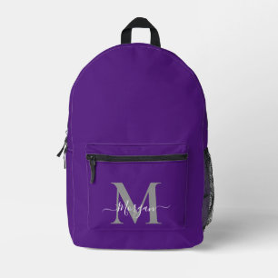 Sac À Dos Imprimé Personnaliser Monogramme Nom initial Royal Purple