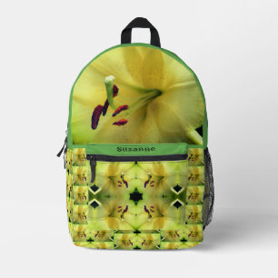 Sac À Dos Imprimé Pétales de fleurs jaunes miroir personnalisé