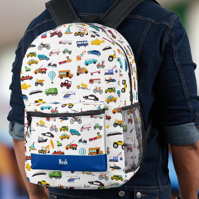 Sac À Dos Imprimé Petit Garçon Things That Move Vehicle Cars Kid (Créateur téléchargé)