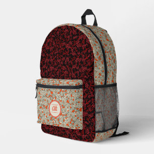 Sac À Dos Imprimé Petites fleurs rouges vert et rouge foncé arrière 