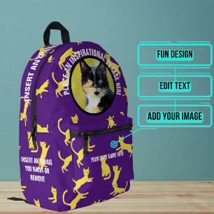Sac À Dos Imprimé Photo ronde et texte Purple Jumping Chat