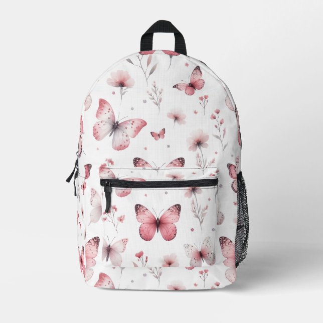 Sac À Dos Imprimé Pink Butterflies  (Recto)