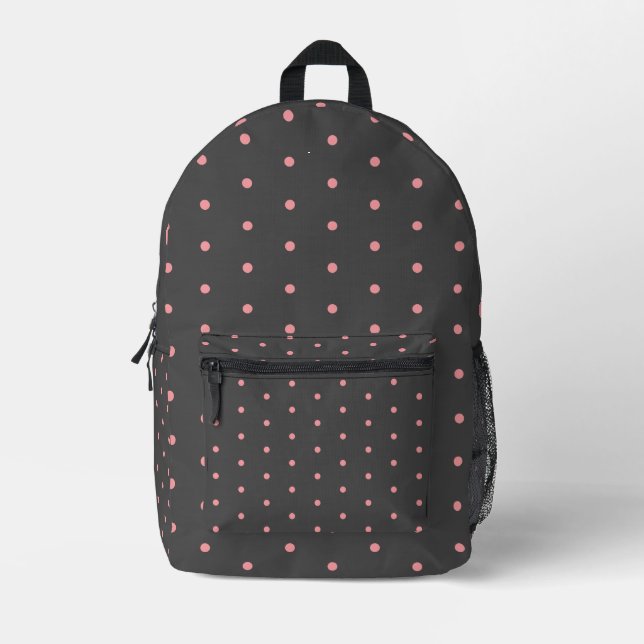 Sac À Dos Imprimé Pink & Charcoal Polka Dot Backpack – Modern Style (Recto)