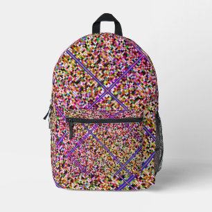 Sac À Dos Imprimé Pixel Art Multicolor rose