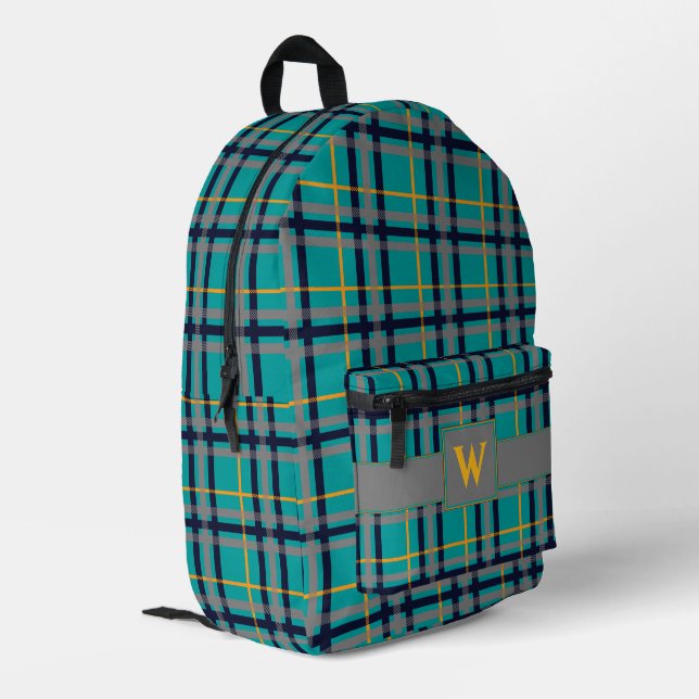 Sac À Dos Imprimé Plaid bleu et orange (Coin arrière gauche)
