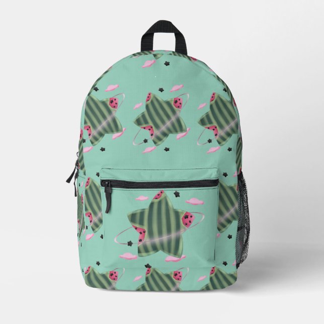 Sac À Dos Imprimé Planète Étoile Pastèque (Recto)