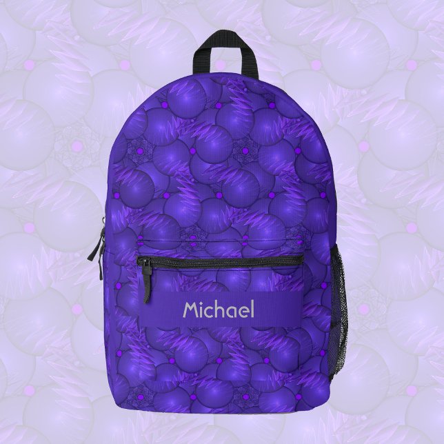 Sac À Dos Imprimé Planètes violettes, motif fractal moderne, coutume (Créateur téléchargé)