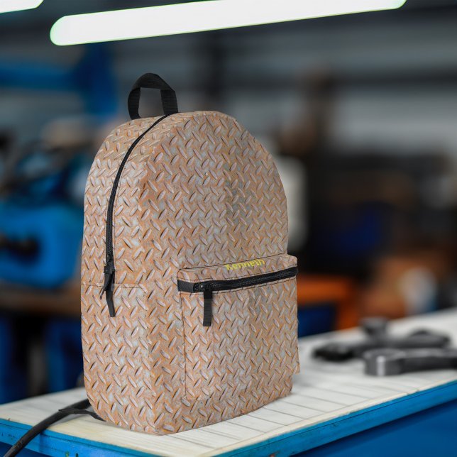 Sac À Dos Imprimé Plaque diamant rouille Nom personnalisé (Créateur téléchargé)