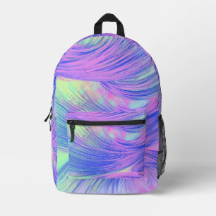 Sac À Dos Imprimé Plumes Abstraites élégantes bleu violet