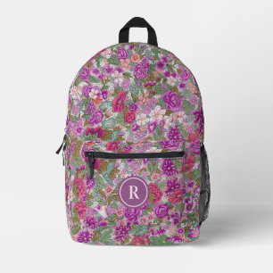 Sac À Dos Imprimé Plutôt Purple Mint Rose Motif Floral Vintage