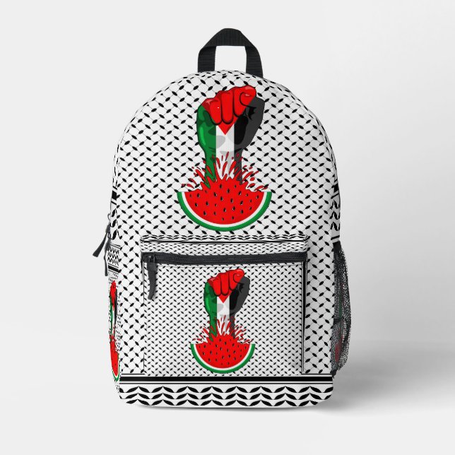 Sac À Dos Imprimé Poing de résistance palestinienne sur le symbole d (Recto)
