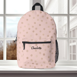 Sac À Dos Imprimé Points Chatoyants rose mignon avec votre nom