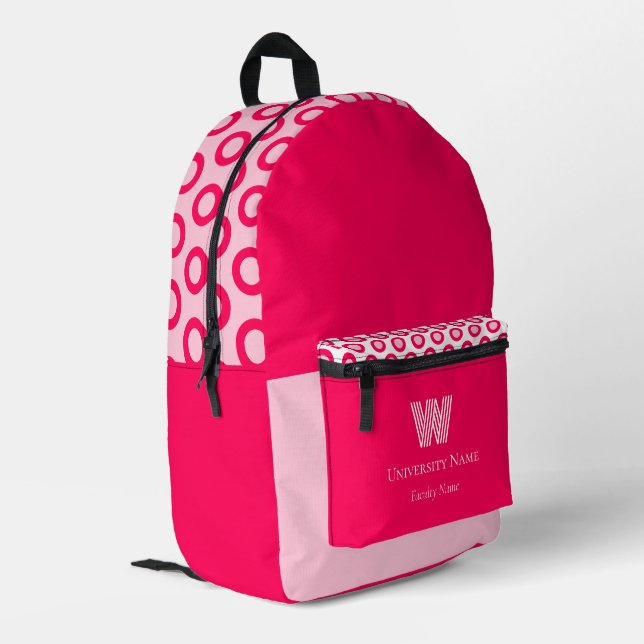 Sac À Dos Imprimé Points roses Imaginaire Monogramme étudiant (Coin arrière gauche)