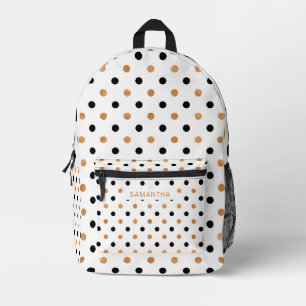 Sac À Dos Imprimé Pois noir et or dans un Arrière - plan blanc