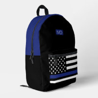 Police Monogramme moderne Ligne Bleue Mince