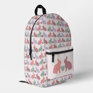 Sac À Dos Imprimé Polka Dot Bunnies et Coeurs Motif sur rose