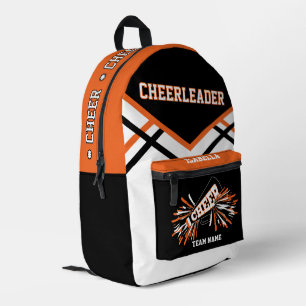 Sac À Dos Imprimé Pompom Girl Personnalisé   Orange, Noir, Blanc