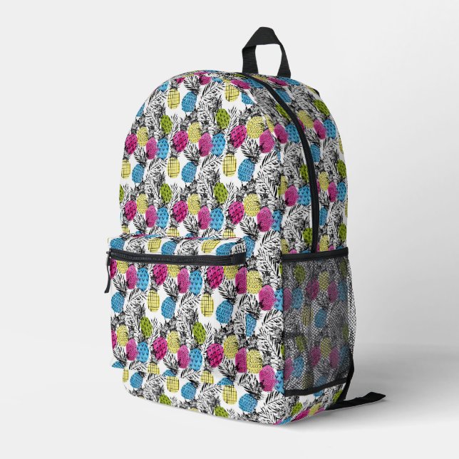 Sac À Dos Imprimé Pop Art Ananas Et Palm Feuilles (Coin arrière droit)