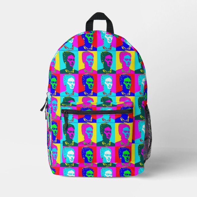 Sac À Dos Imprimé Portrait de Frida Kahlo en Pop Art (Recto)