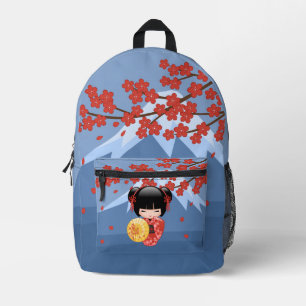 Sac À Dos Imprimé Poupée rouge Sakura Kokeshi - mignonne Geisha Girl