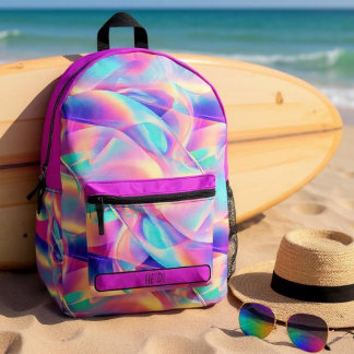 Sac À Dos Imprimé Pretty Pastel Holographic Rainbow Metallic