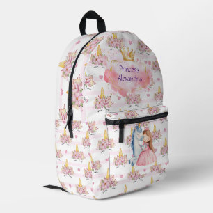 Sac À Dos Imprimé Princesse personnalisée Unicorn rose