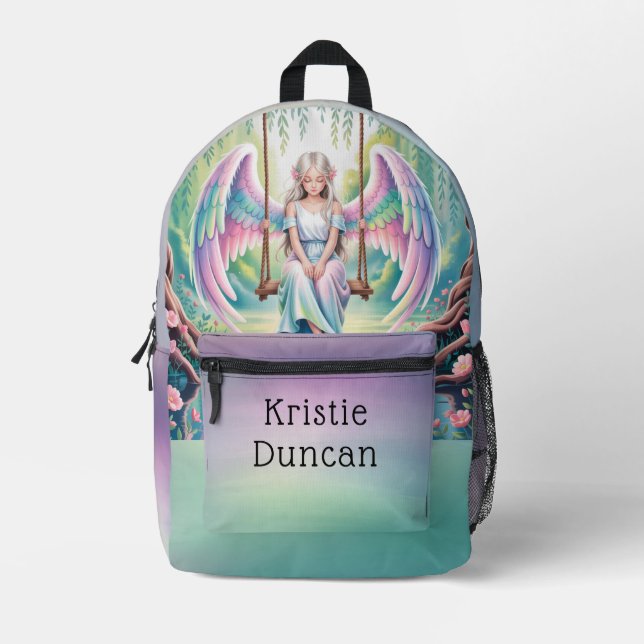 Sac À Dos Imprimé Purple Papillon Vert Fée Princesse Filles Personna (Recto)