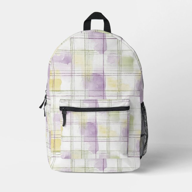 Sac À Dos Imprimé Purple Yellow Green White Plaid (Recto)