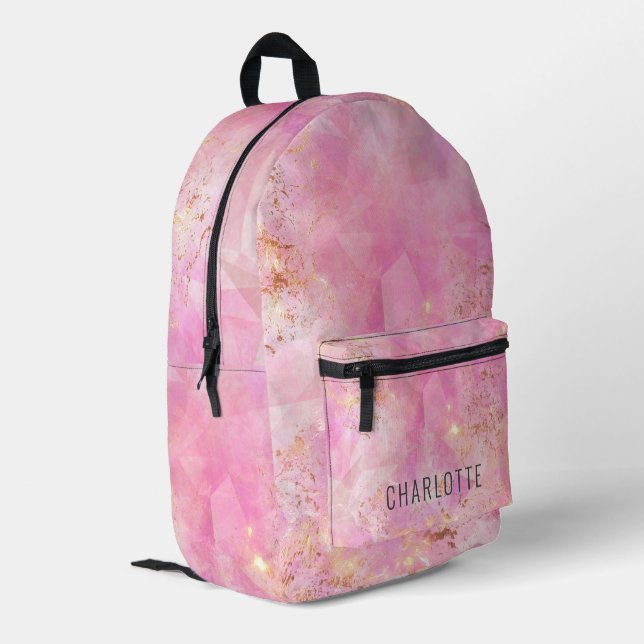 Sac À Dos Imprimé Quartz rose personnalisé (Coin arrière gauche)