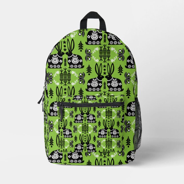 Sac À Dos Imprimé Rabbit Nordic Scandinavian Folk Art (Recto)