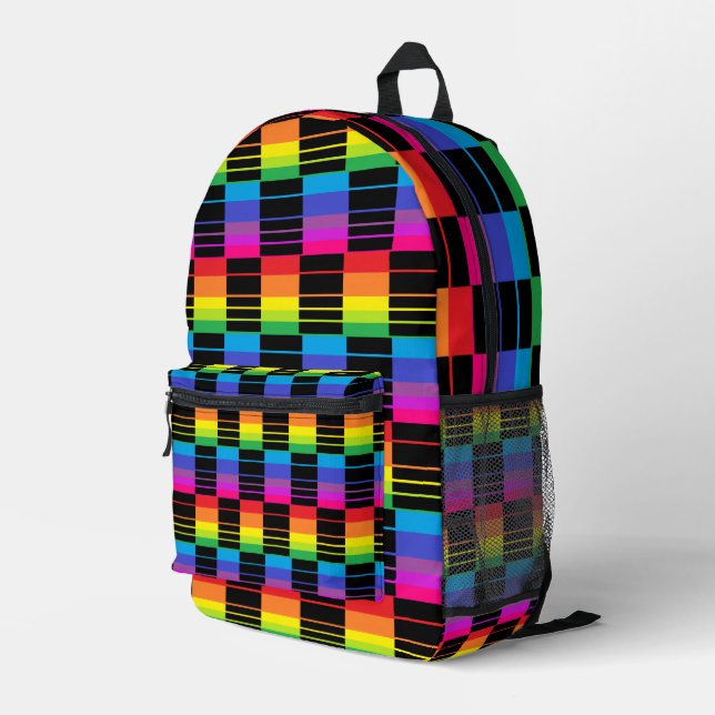 Sac À Dos Imprimé Rainbow Plaid Backpack With Black Detail (Coin arrière droit)