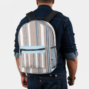 Sac À Dos Imprimé Rayure classique beige, blanc et bleu