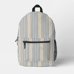 Sac À Dos Imprimé Rayures bleues simples avec initiale monogrammée