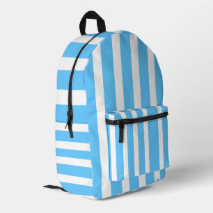 Sac À Dos Imprimé Rayures de cabane bleu ciel et blanc 