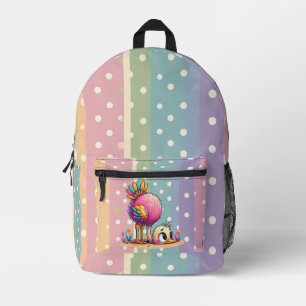 Sac À Dos Imprimé Rayures roses, jaunes et vertes avec des pois