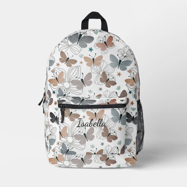 Sac À Dos Imprimé Retour à l'école Beaux papillons Nom (Recto)
